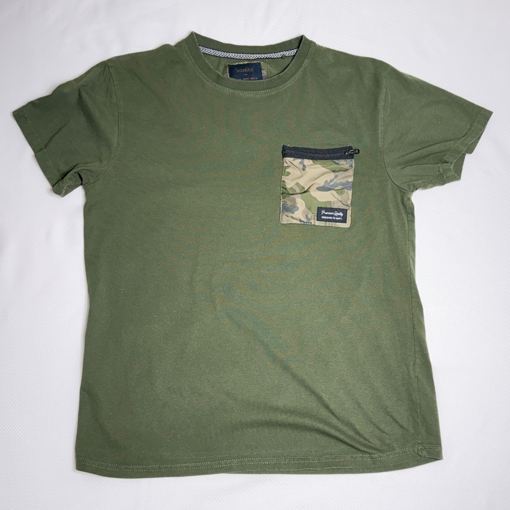 Nomad Mens Olive Green Tactical Camo Zipper Pocket T-Shirt Size Medium - Picture 2 of 8